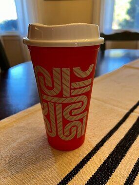 Starbucks Candy Cane Coffee Red/White Reusable Travel Tumbler Plastic Cup 16 oz.